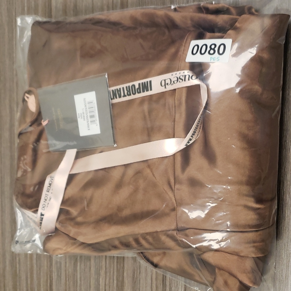 House of CB Copper-Brown Satin Cowl Midi Dress - Picture 13 of 13